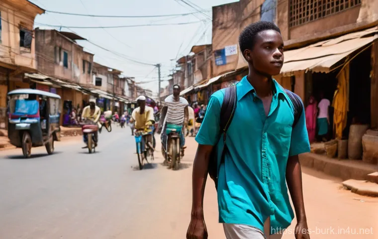 부르키나파소에서 배우는 프랑스어 - **Prompt:** A serene and inviting scene in a cozy, open-air courtyard of a traditional home in Bobo-...