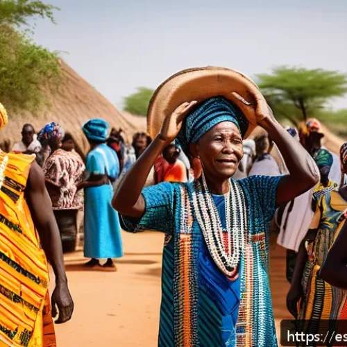 Home 17 부르키나파소 부족 문화 및 민속 전통 - A vibrant traditional initiation ceremony in a rural Burkinabe village, featuring community members ...